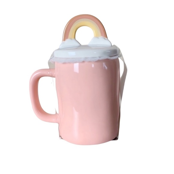 New Rae Dunn Magenta Large Capacity ‘Human Kind’ Coffee Mug With Rainbow Lid - Picture 3 of 7